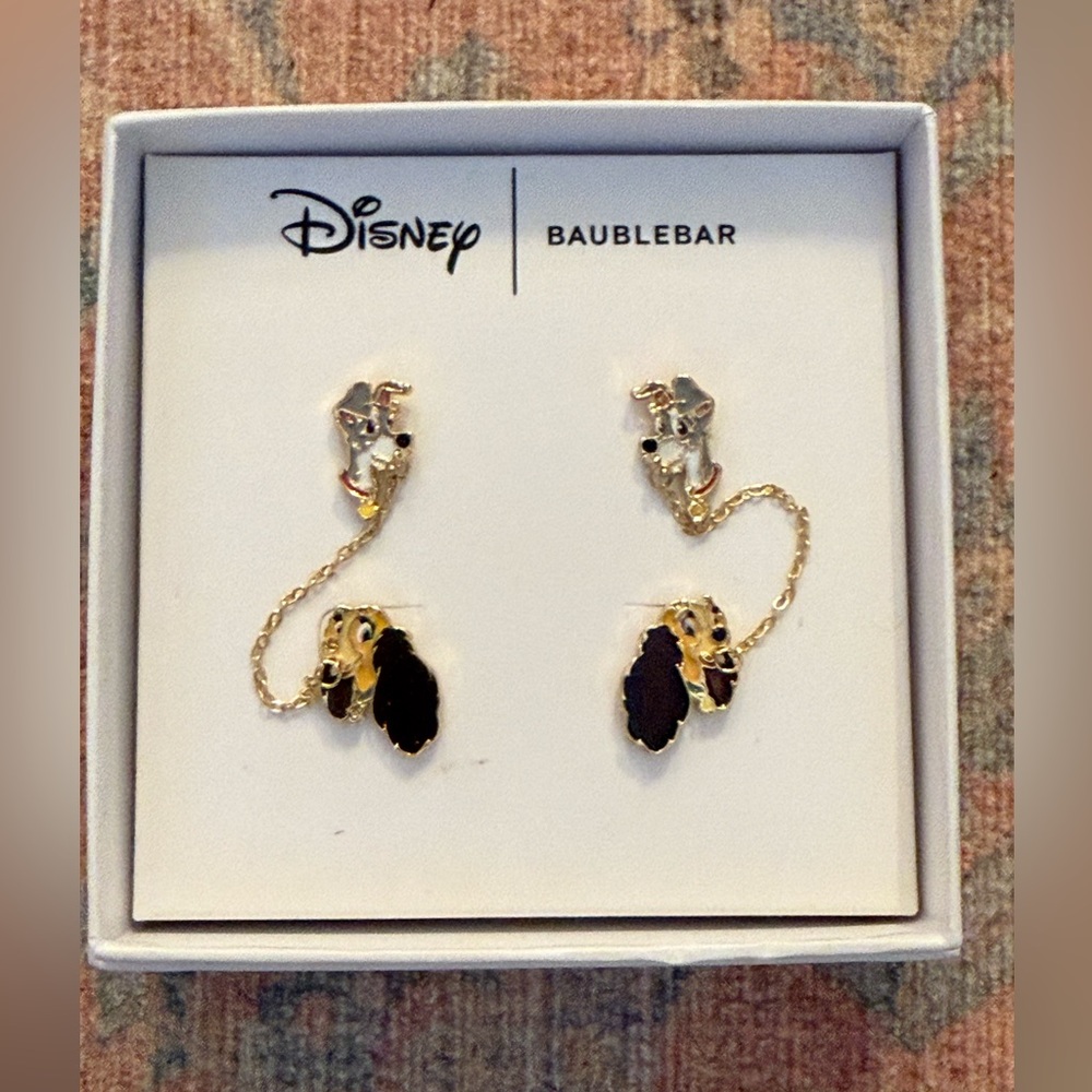 Brand New Disney X Baublebar Lady & The Tramp Spaghetti Stud Earrings